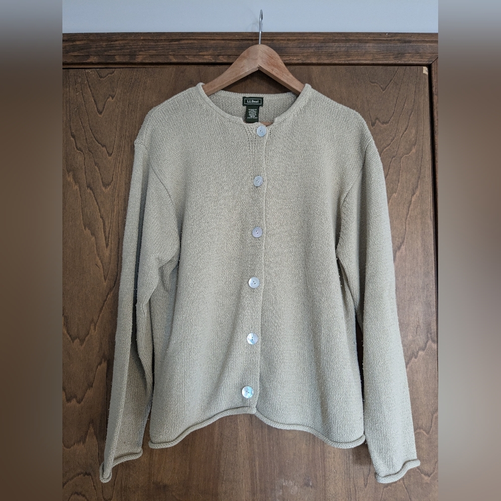 LL Bean Large cream cardigan